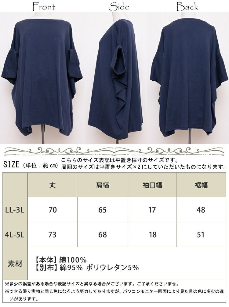 大きいサイズ レディース 変形ドルマンコットンカットソー　wk-164