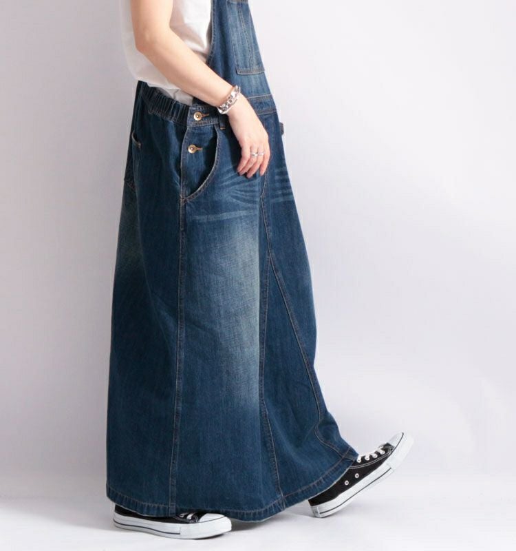 大きいサイズ レディース デニムサロペットロングスカート　sw-0265