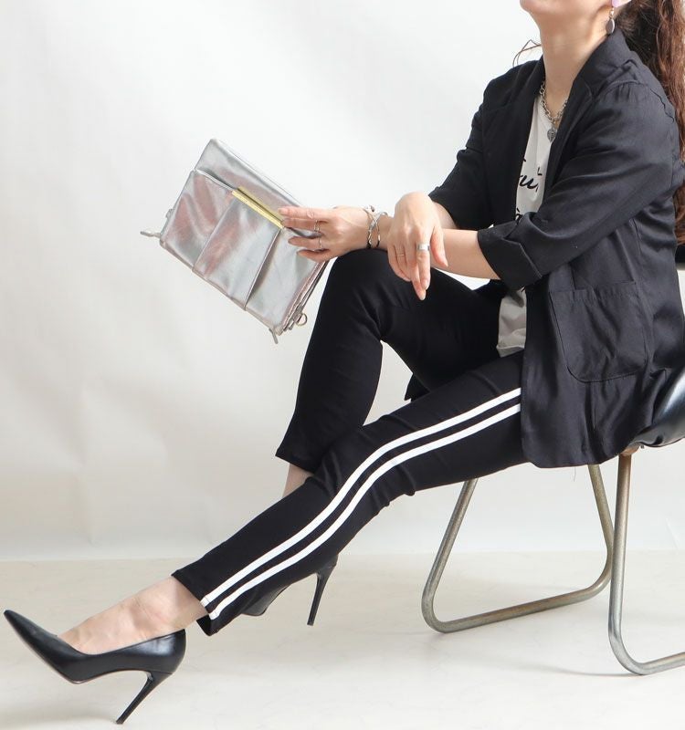 大きいサイズ レディース ハイパーストレッチサイドラインレギンスパンツ 【低身長さんサイズ有】　tkb-128870106