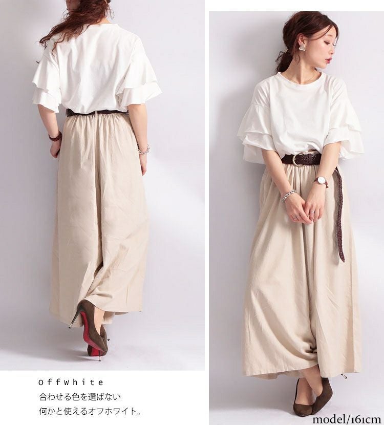 大きいサイズ レディース フレアスリーブコットンカットソー　wk-0159【メール便可】