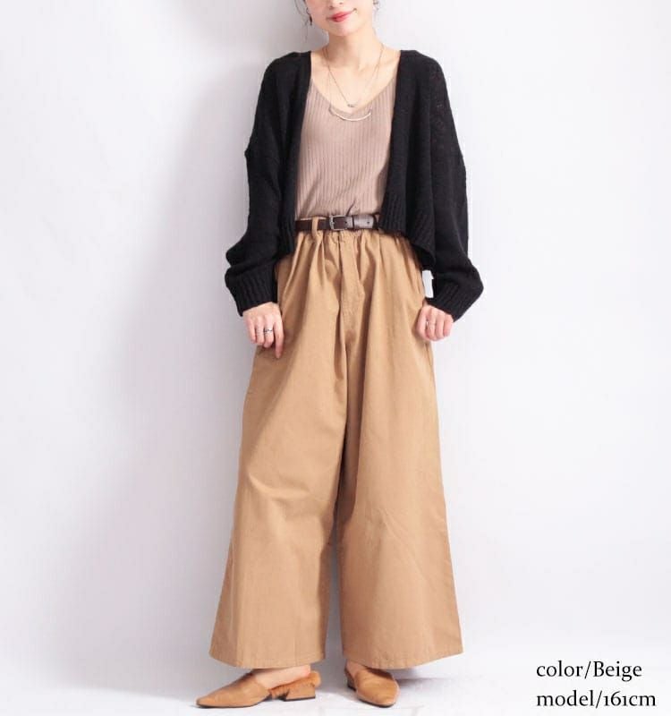 大きいサイズ レディース ウエストゴムツイルワイドパンツ　wc-0191