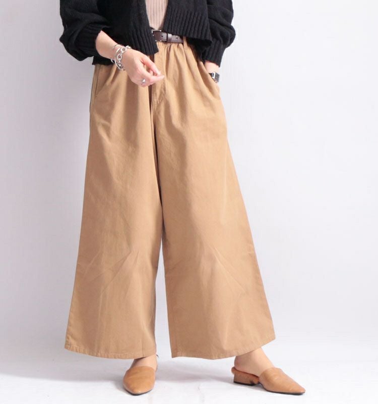 大きいサイズ レディース ウエストゴムツイルワイドパンツ　wc-0191