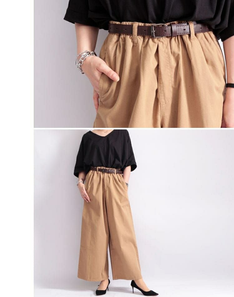 大きいサイズ レディース ウエストゴムツイルワイドパンツ　wc-0191