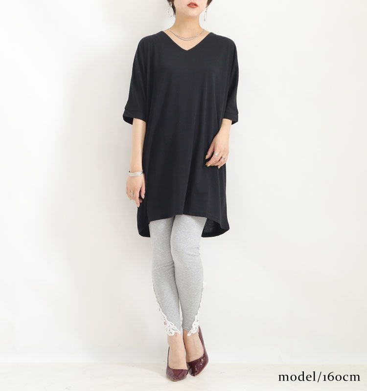 大きいサイズ レディース VネックドルマンビッグTシャツ　map-1【メール便可】