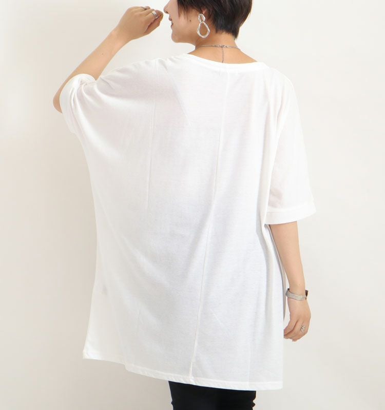 大きいサイズ レディース VネックドルマンビッグTシャツ　map-1【メール便可】