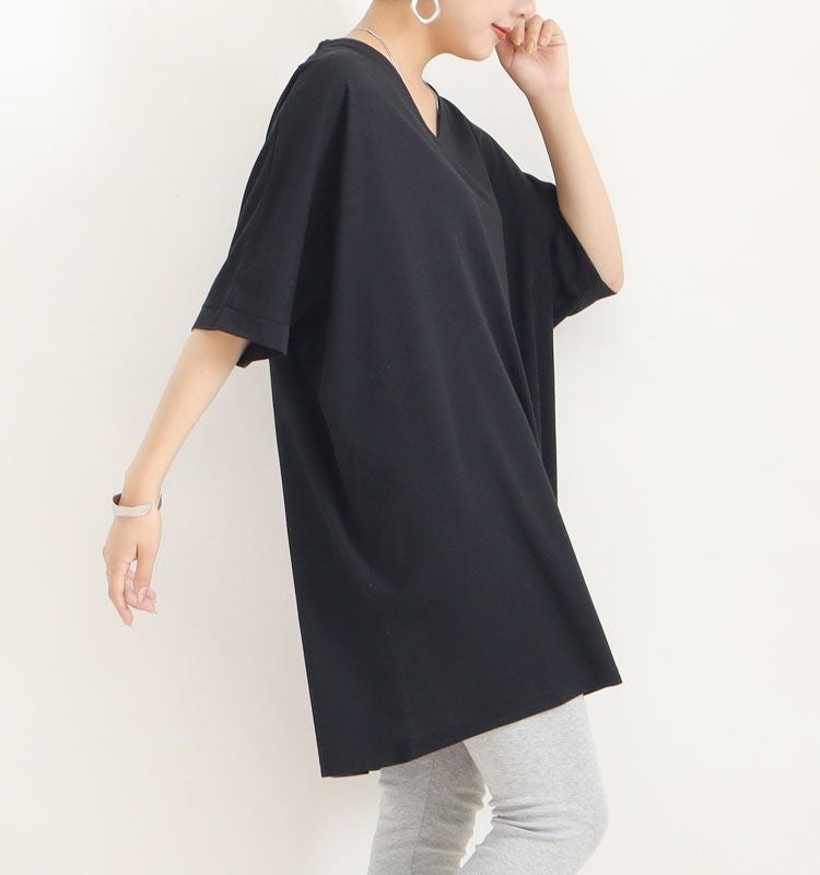 大きいサイズ レディース VネックドルマンビッグTシャツ　map-1【メール便可】