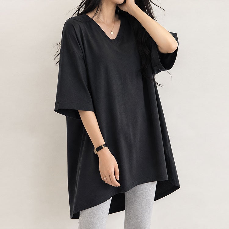 大きいサイズ レディース VネックドルマンビッグTシャツ　map-1【メール便可】