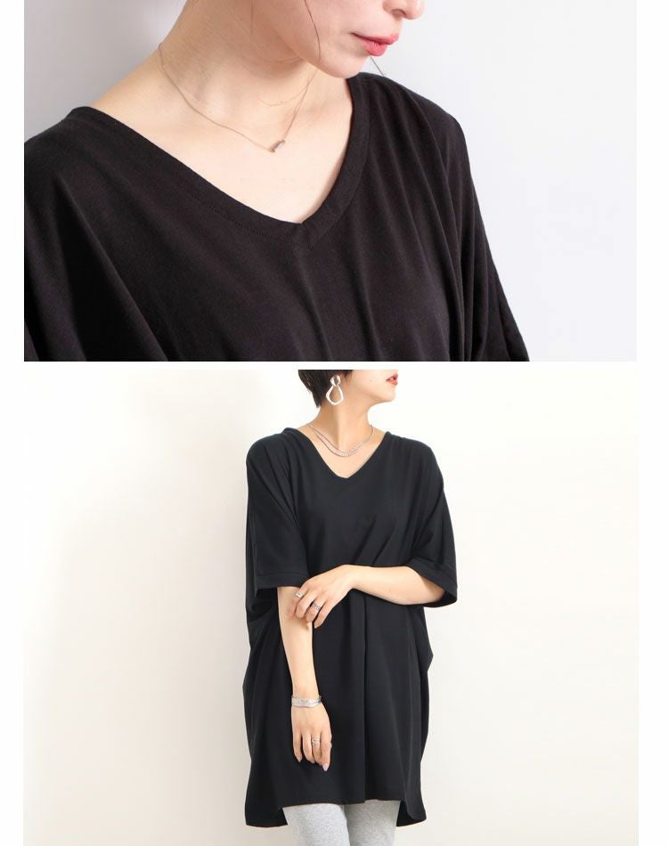 大きいサイズ レディース VネックドルマンビッグTシャツ　map-1【メール便可】