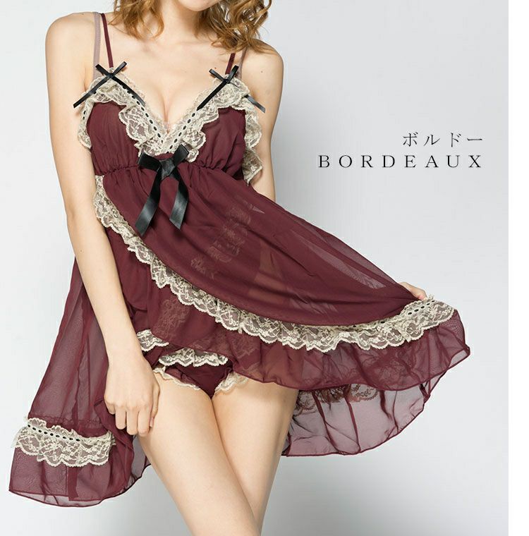 大きいサイズ レディース お姫様風カシュクールベビードール＆Tバックショーツセット　nima-nidoll059【ゆうパケット可】