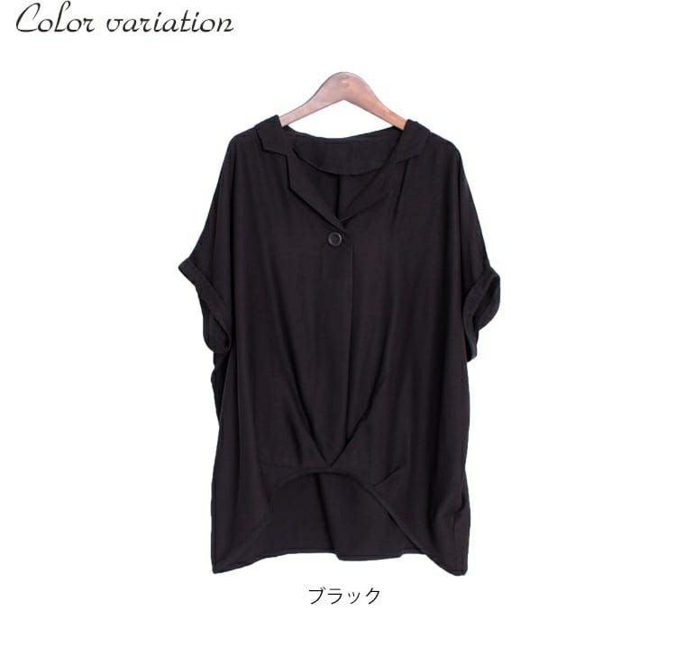 大きいサイズ レディース 裾タック開襟ドルマンシャツ　sw-0278