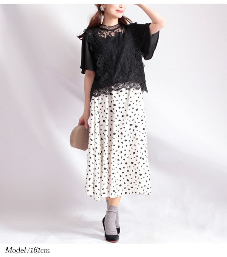 大きいサイズ レディース ハイネックレースブラウス　anc-31454