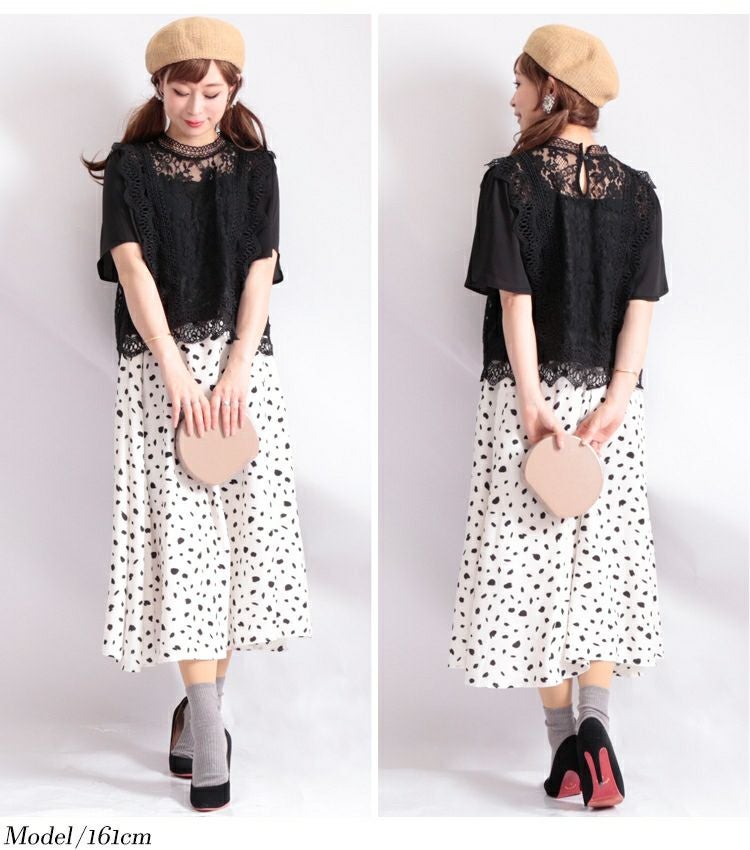 大きいサイズ レディース ハイネックレースブラウス　anc-31454