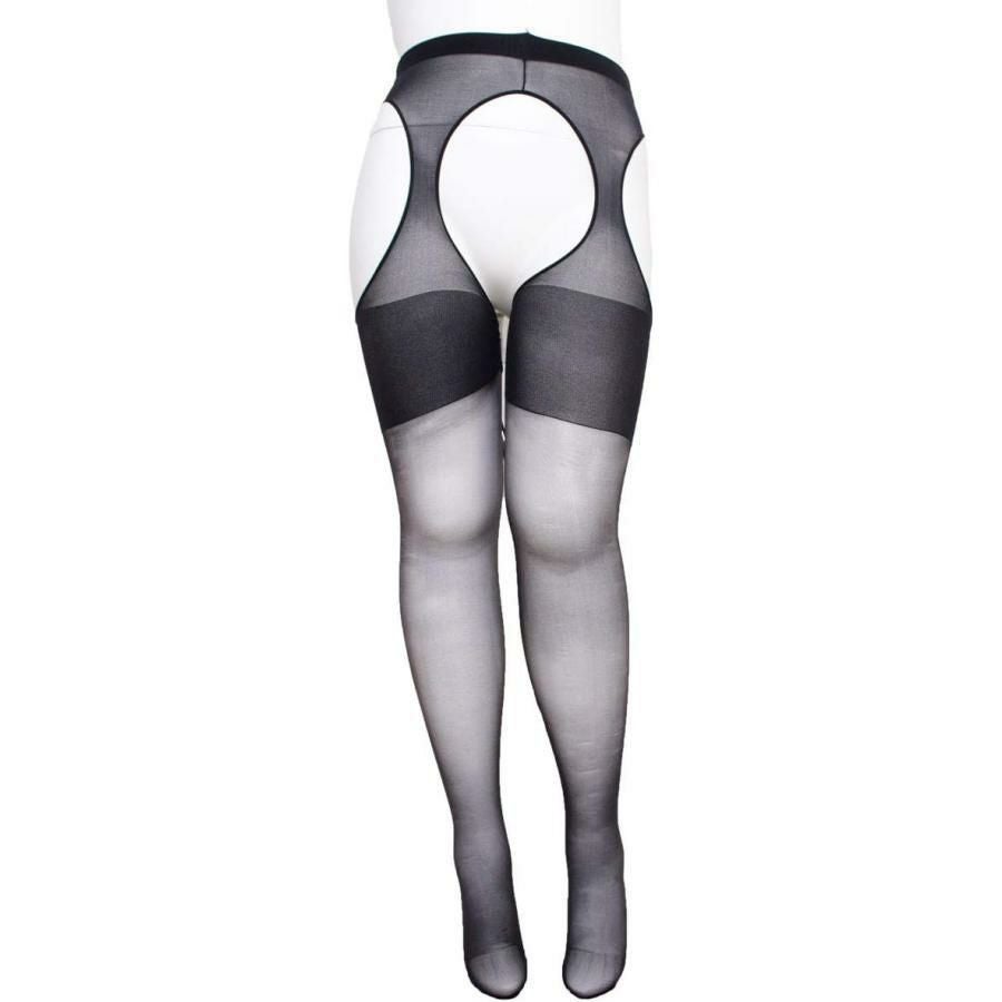 大きいサイズ レディース 【おトイレ上手さん パンツを下ろすだけ！】日本製穴あきストッキング　pure-009【メール便可】 ブラック