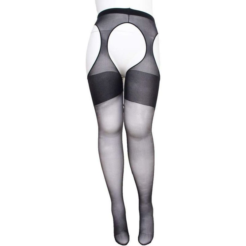 大きいサイズ レディース 【おトイレ上手さん パンツを下ろすだけ！】日本製穴あきストッキング　pure-009【メール便可】 ブラック