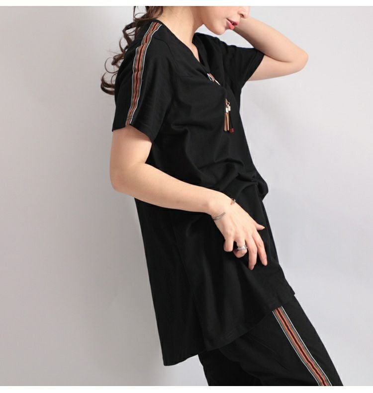 大きいサイズ レディース カットソーチュニック＆パンツルームウェア上下セット　goldy-476