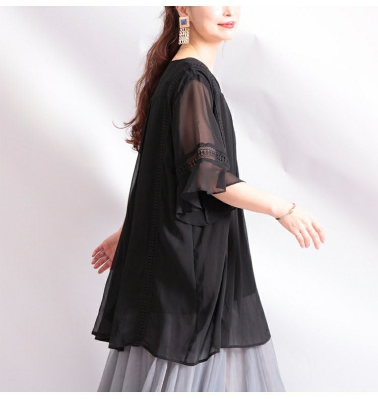 大きいサイズ レディース シフォンチュニック　goldy-475