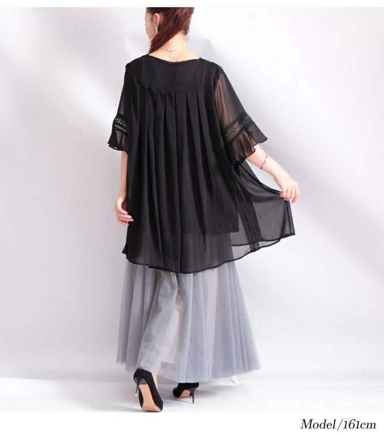 大きいサイズ レディース シフォンチュニック　goldy-475