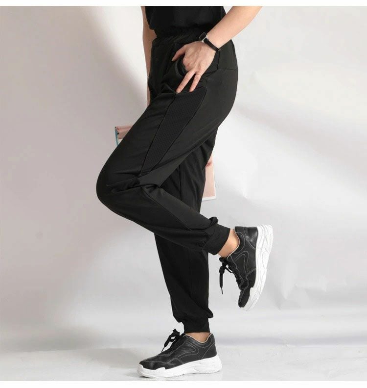 大きいサイズ レディース サイドメッシュラインジョガーパンツ　goldy-485