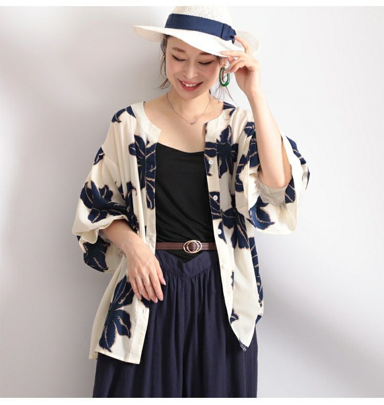 大きいサイズ レディース 百合の花ぽわん袖ブラウス　gold786【メール便可】