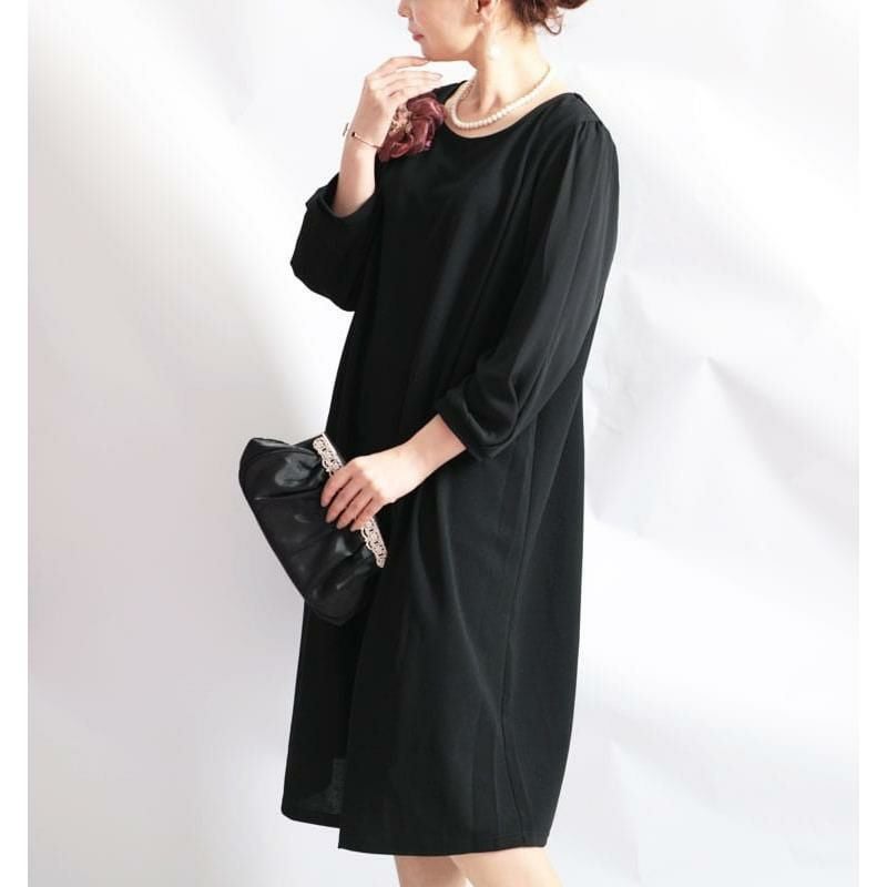 大きいサイズ レディース カットジョーゼットワンピース　mncut-102191 ブラック