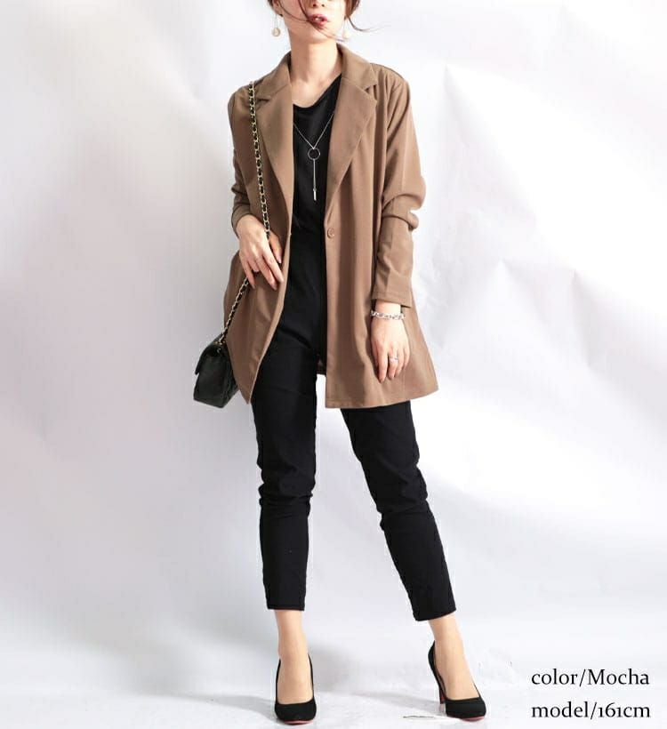 大きいサイズ レディース カットジョーゼットロングテーラードジャケット　mncut-102204