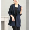 大きいサイズ レディース カットジョーゼットロングテーラードジャケット　mncut-102204 ネイビー