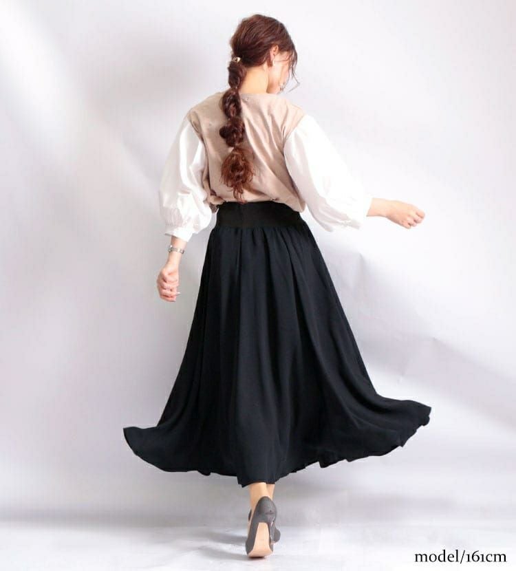 大きいサイズ レディース ウエストリブフレアスカート　nw-20020