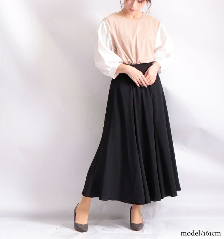 大きいサイズ レディース ウエストリブフレアスカート　nw-20020