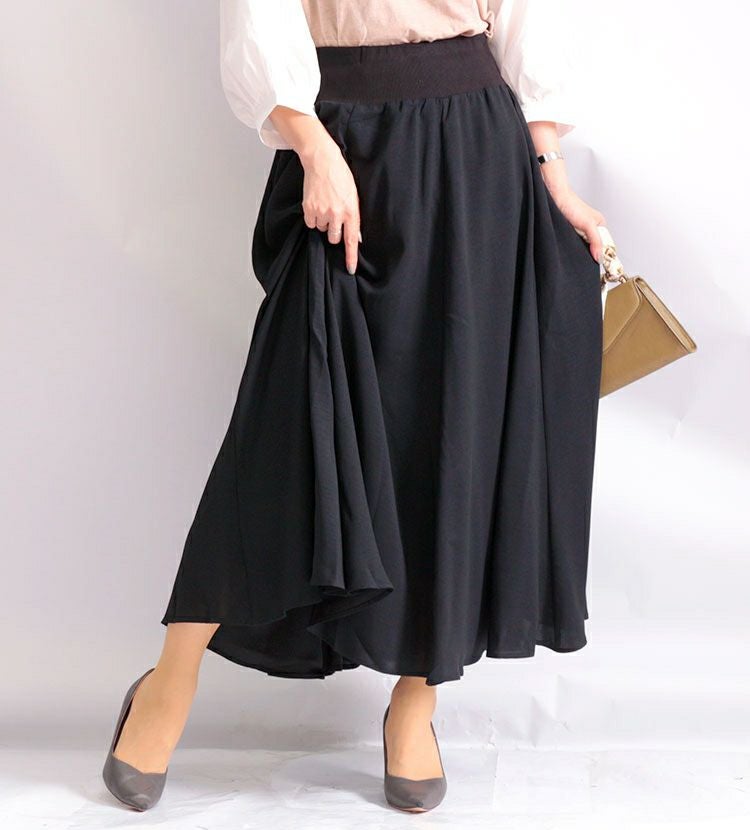 大きいサイズ レディース ウエストリブフレアスカート　nw-20020