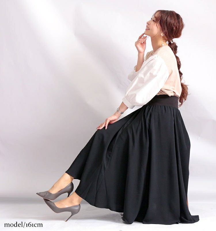 大きいサイズ レディース ウエストリブフレアスカート　nw-20020
