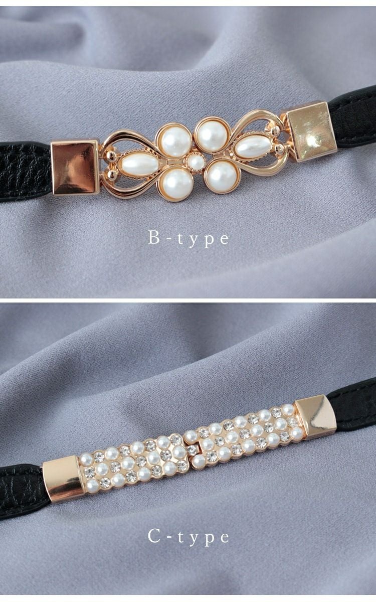 大きいサイズ レディース デザインナローゴムベルト　art-type【メール便可】