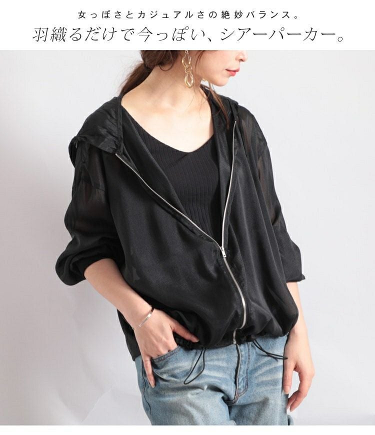 大きいサイズ レディース シースルーパーカー　fem-078
