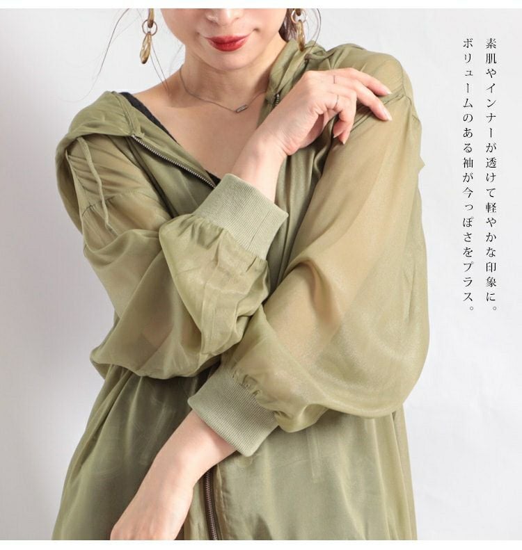 大きいサイズ レディース シースルーパーカー　fem-078