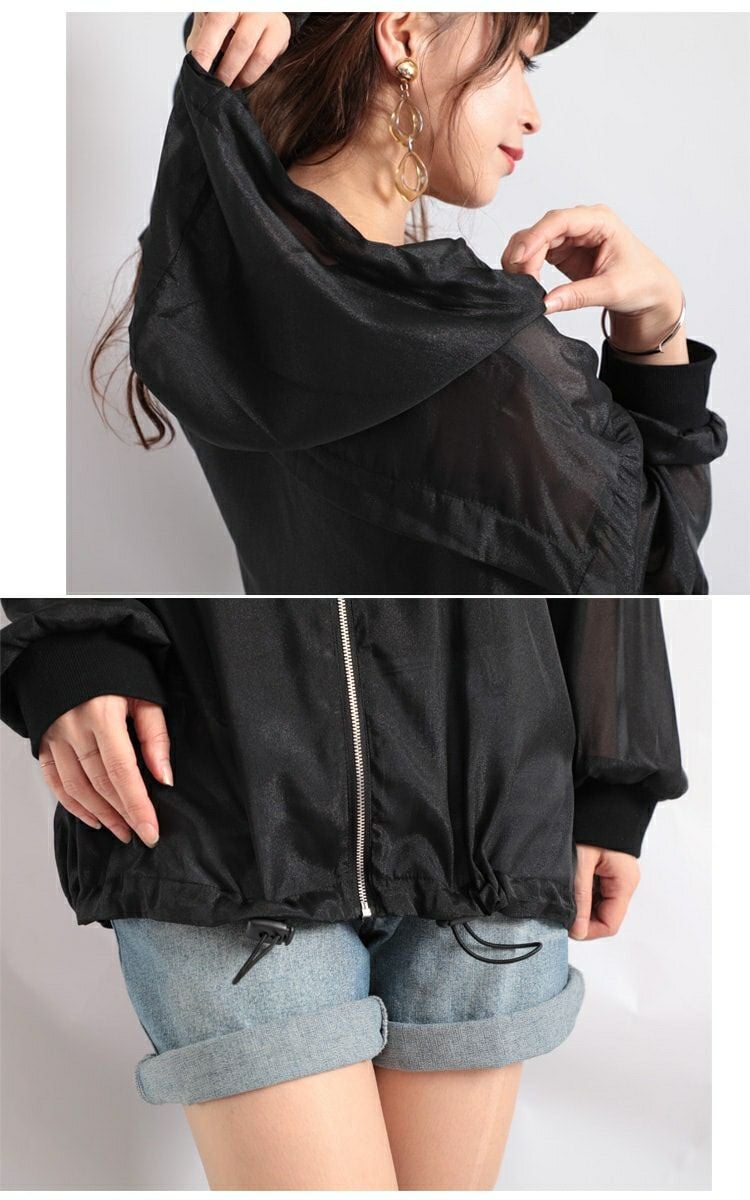 大きいサイズ レディース シースルーパーカー　fem-078