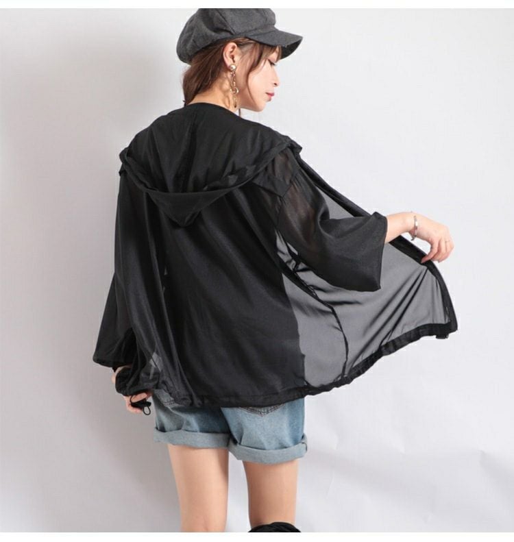 大きいサイズ レディース シースルーパーカー　fem-078