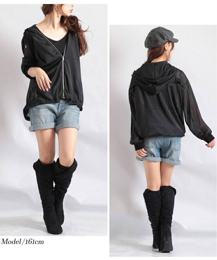 大きいサイズ レディース シースルーパーカー　fem-078