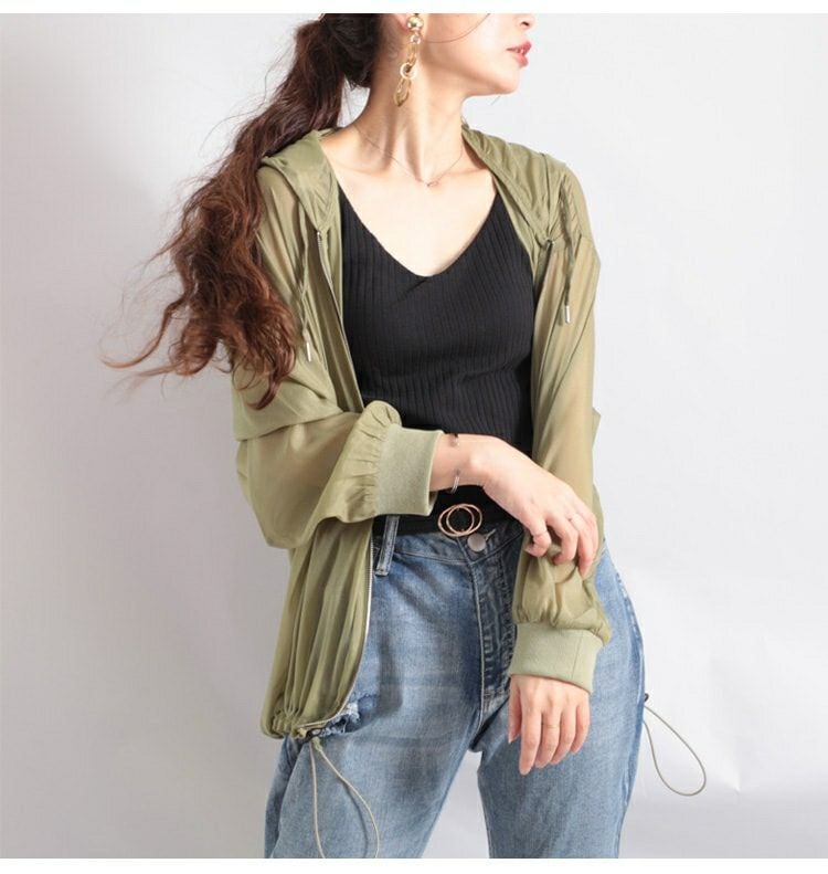 大きいサイズ レディース シースルーパーカー　fem-078