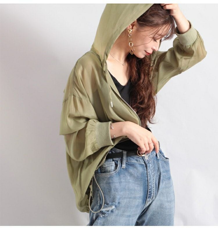 大きいサイズ レディース シースルーパーカー　fem-078