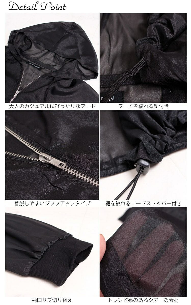 大きいサイズ レディース シースルーパーカー　fem-078