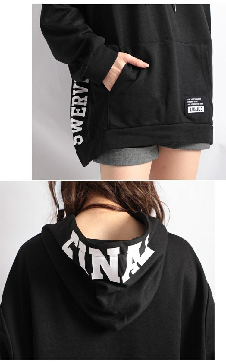 大きいサイズ レディース ロゴプリント入りプルオーバーパーカー　bai-0006