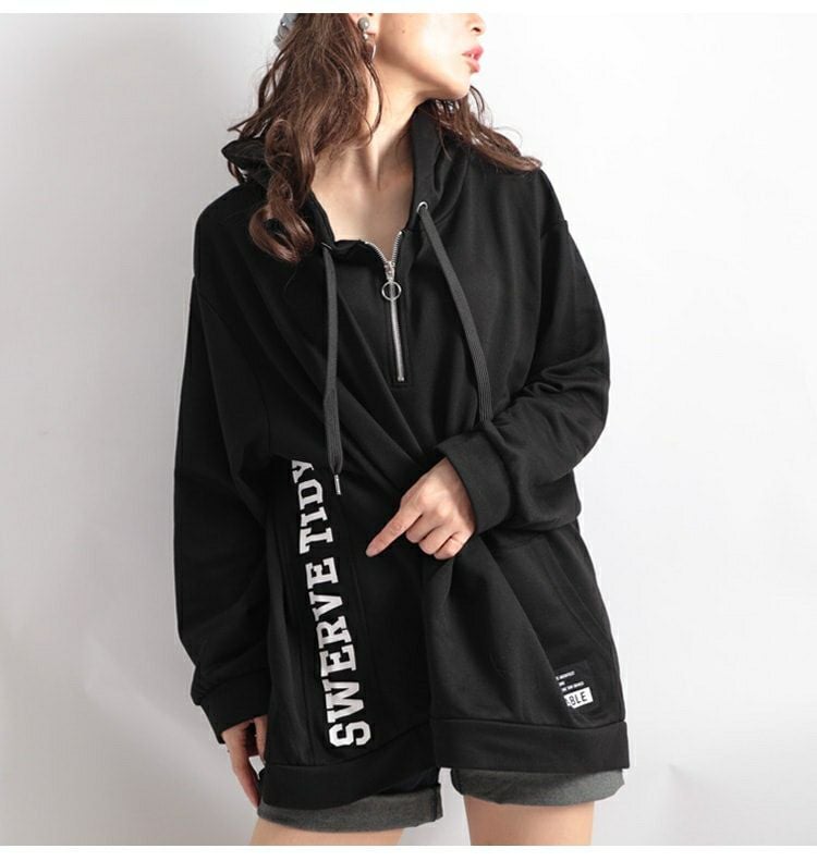 大きいサイズ レディース ロゴプリント入りプルオーバーパーカー　bai-0006