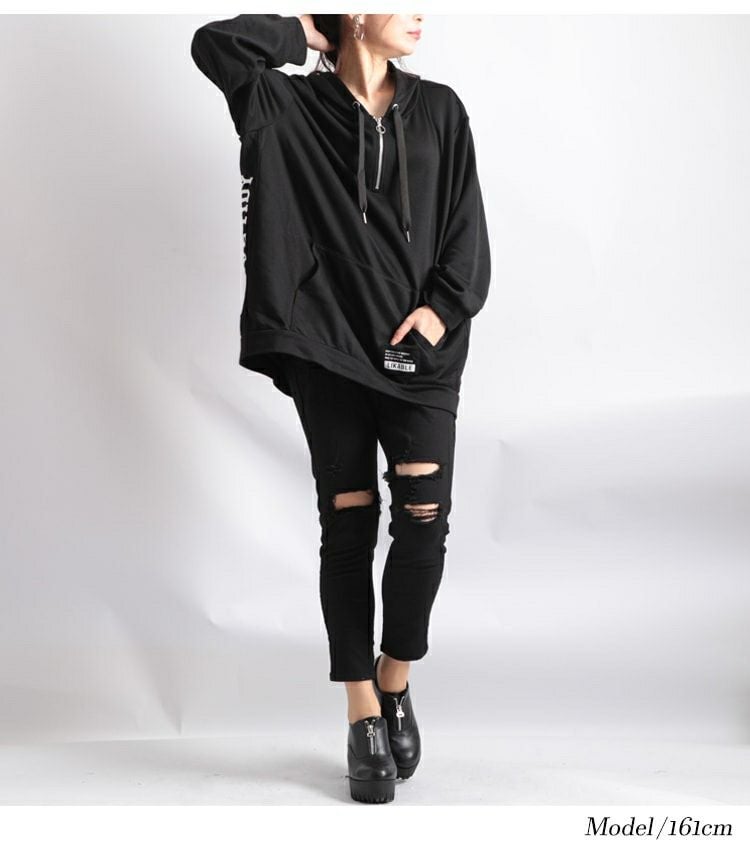 大きいサイズ レディース ロゴプリント入りプルオーバーパーカー　bai-0006