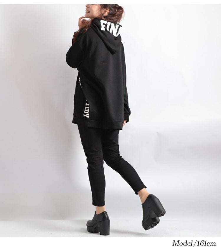 大きいサイズ レディース ロゴプリント入りプルオーバーパーカー　bai-0006