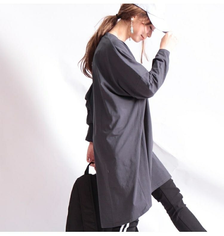 大きいサイズ レディース Vネックカットソーチュニック　maru-6402