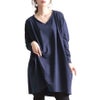 大きいサイズ レディース Vネックカットソーチュニック　maru-6402 ネイビー