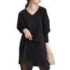大きいサイズ レディース Vネックカットソーチュニック　maru-6402 ブラック
