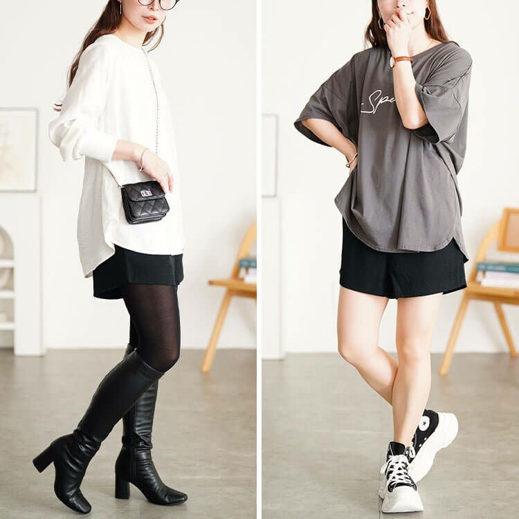 大きいサイズ レディース バックウエストゴムキュロットショートパンツ