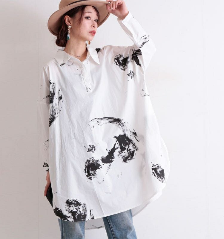 大きいサイズ レディース モノトーンデザインチュニックシャツ　gold793【メール便可】