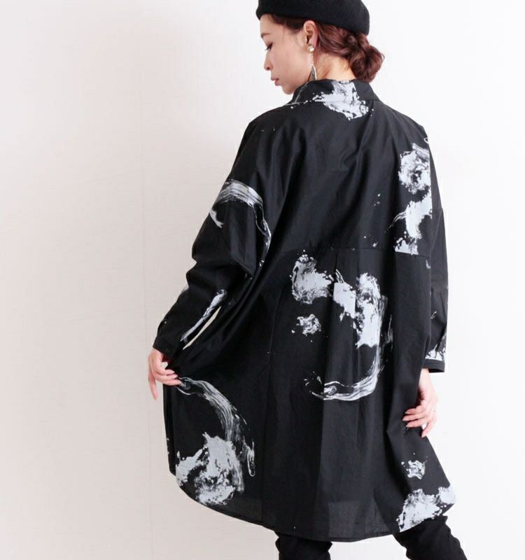 大きいサイズ レディース モノトーンデザインチュニックシャツ　gold793【メール便可】