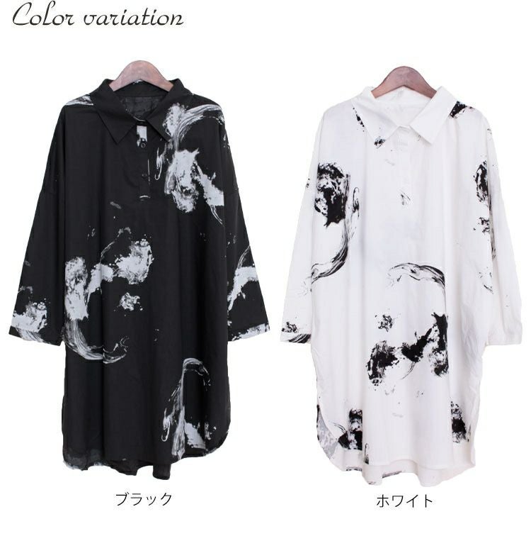 大きいサイズ レディース モノトーンデザインチュニックシャツ　gold793【メール便可】